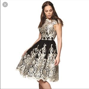 Chi Chi London Baroque Black and Gold Dress